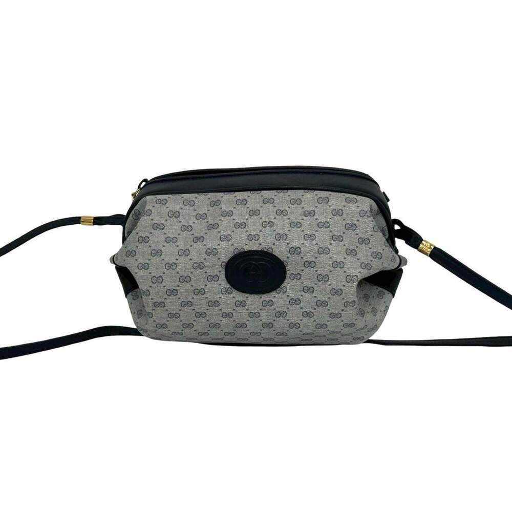 GUCCI Vintage Old Gucci Micro GG Logo Hardware Leather Mini Shoulder Bag Pouc...
